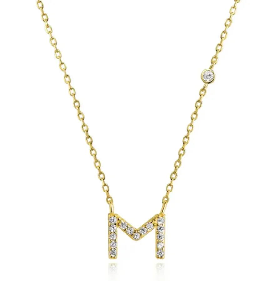 Tiny Diamond Letter Necklace