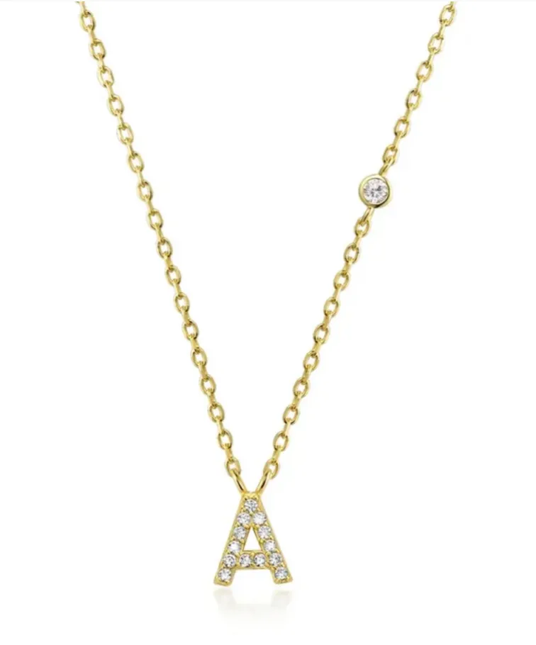Tiny Diamond Letter Necklace