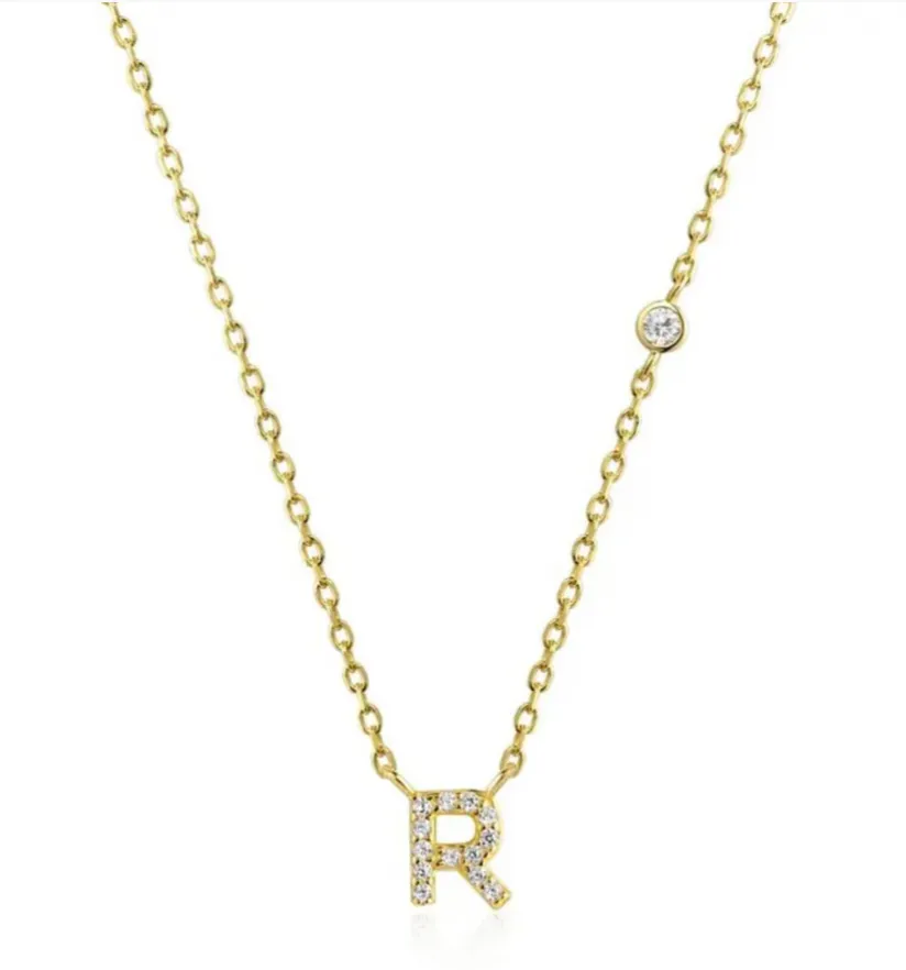 Tiny Diamond Letter Necklace