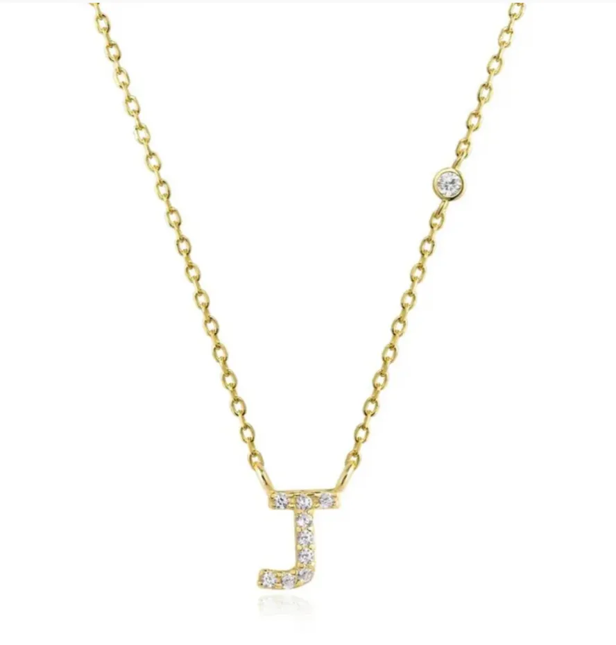 Tiny Diamond Letter Necklace