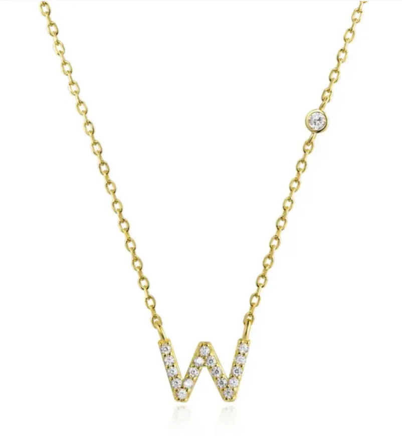 Tiny Diamond Letter Necklace