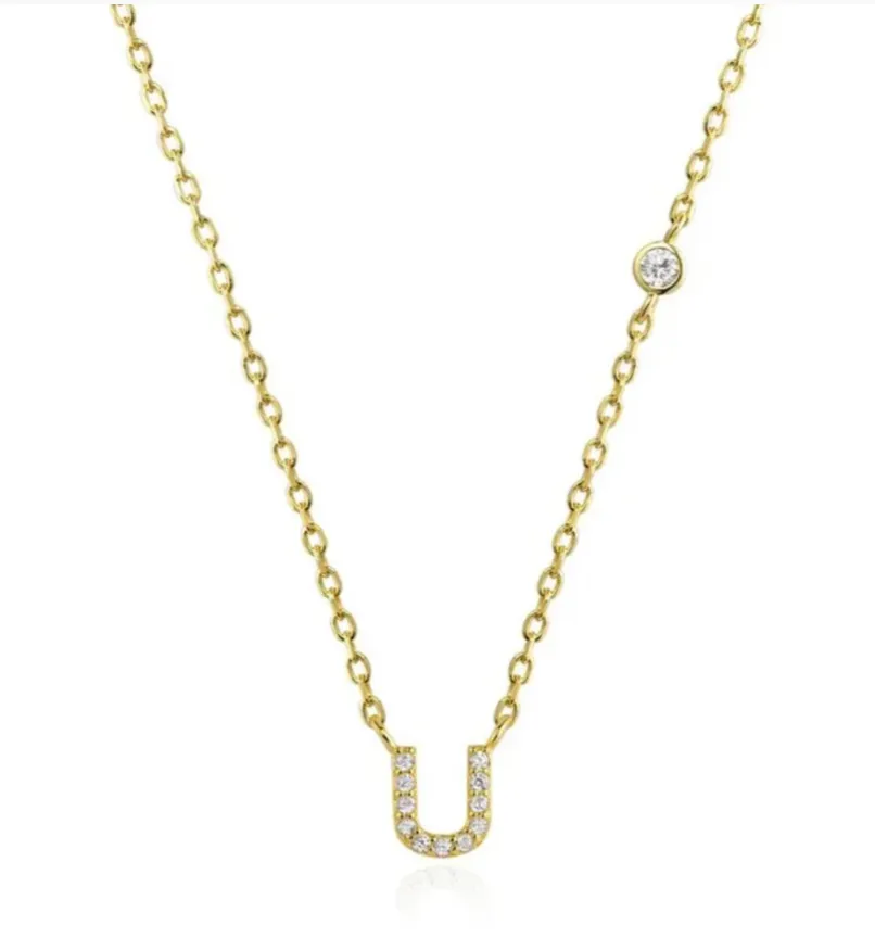 Tiny Diamond Letter Necklace