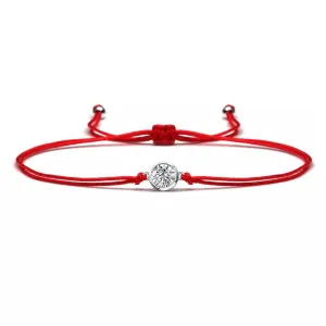Tiny Silver Red String Protection Bracelet