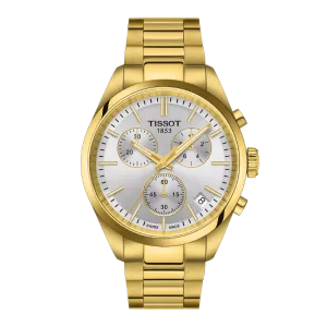 Tissot PR 100 Gold Stainless Steel Silver Dial Chronograph Quartz Watch for Gents - T150.417.33.031.00