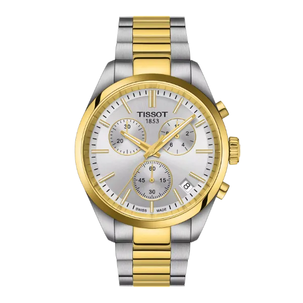 Tissot PR 100 Two-tone Stainless Steel Silver Dial Chronograph Quartz Watch for Gents - T150.417.22.031.00