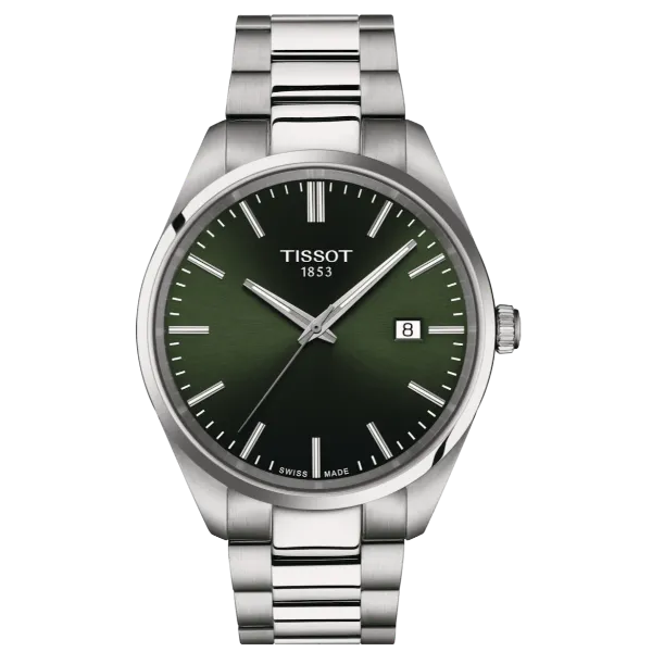 Tissot T-Classic Grey Stainless Steel Green Dial Quartz Watch for Gents - T150.410.11.091.00