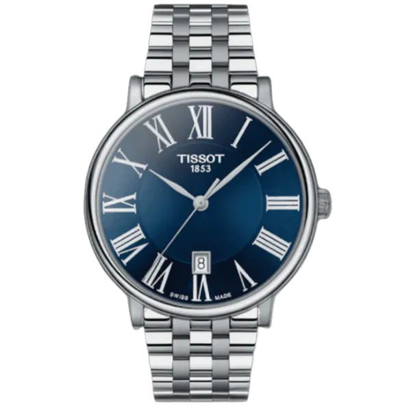 Tissot T-Classic Silver Stainless Steel Blue Dial Quartz Watch for Gents - T122.410.11.043.00
