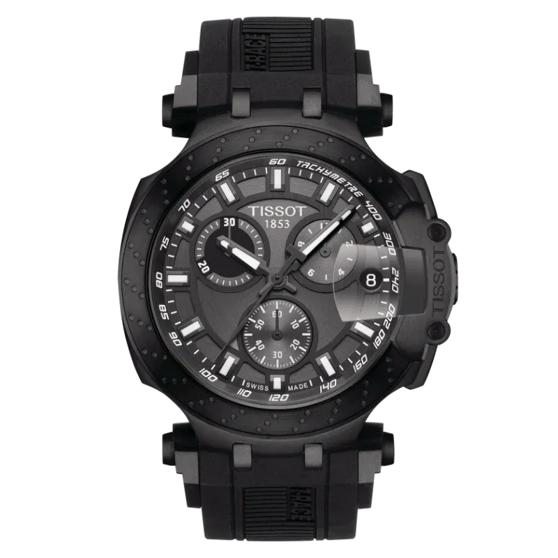 Tissot T-Race Black Silicone Strap Black Dial Chronograph Quartz Watch for Gents - T115.417.37.061.03