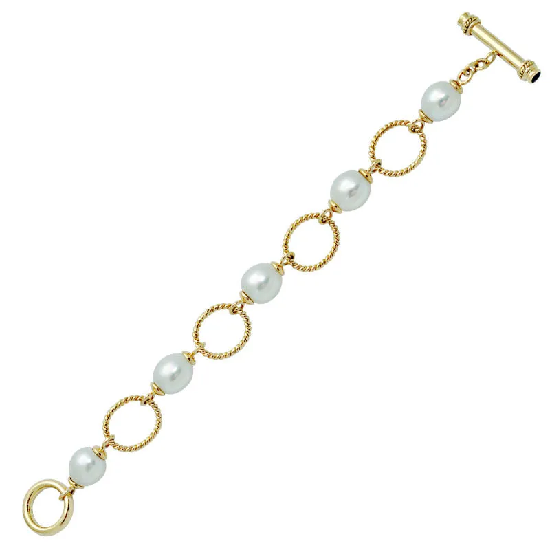 Toggle Bracelet-Blue Sapphire and South Sea Pearl