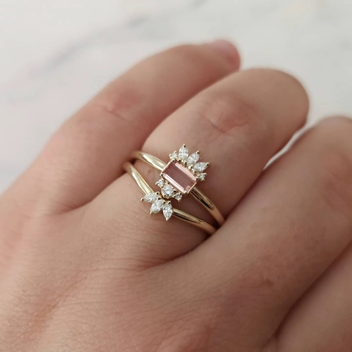 Topaz engagement ring set, imperial topaz alternative engagement ring