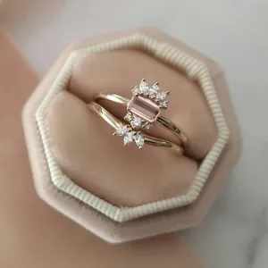 Topaz engagement ring set, imperial topaz alternative engagement ring