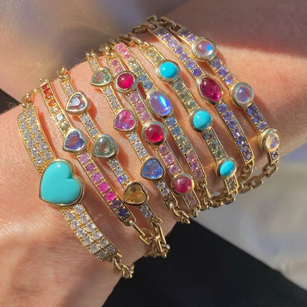 Triple Heart w/ Diamond Gem ID Bracelet