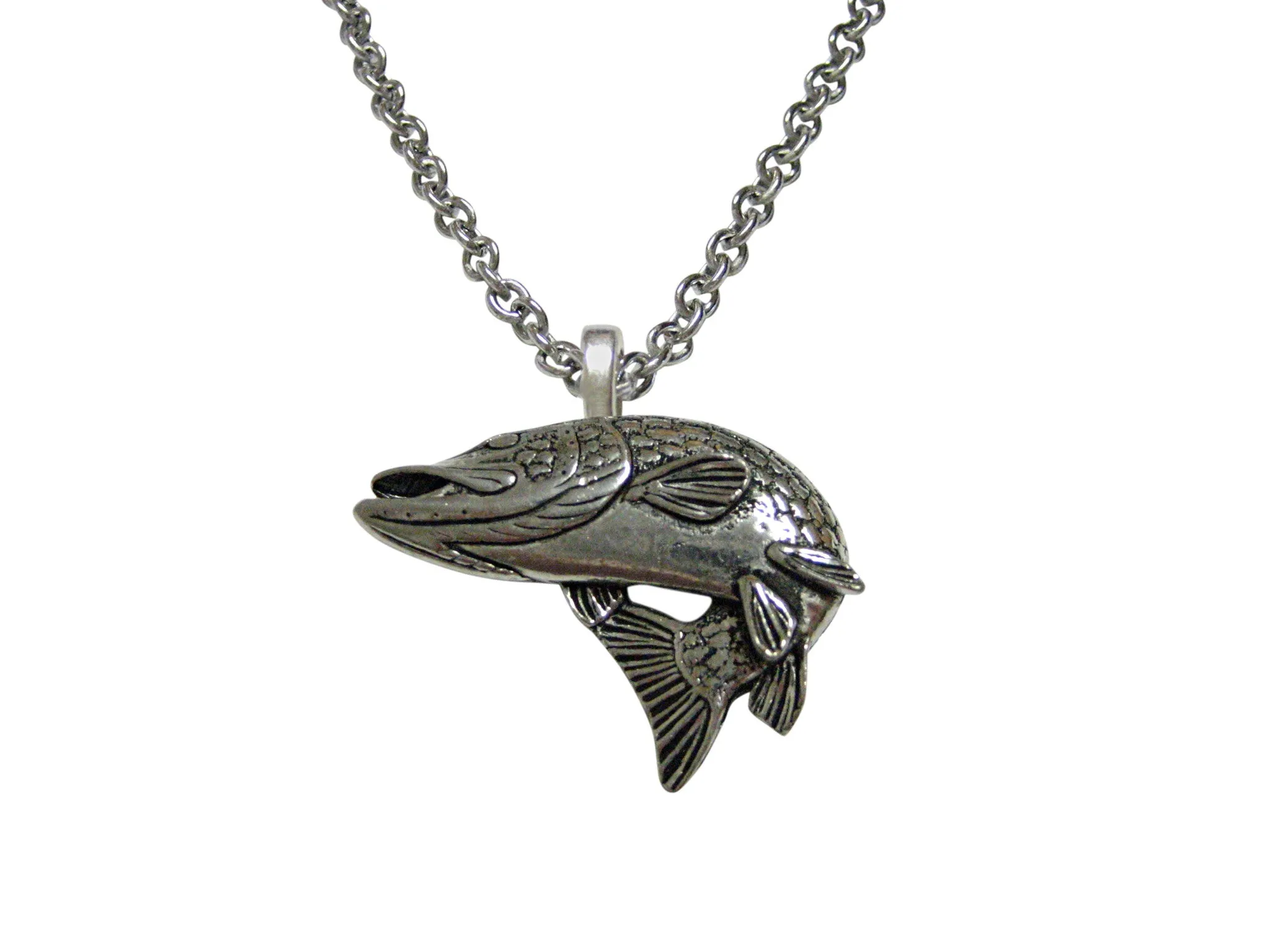 Turning Pike Fish Pendant Necklace