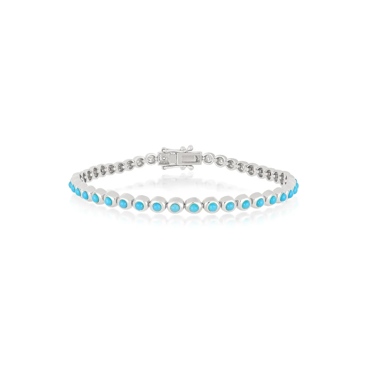 Turquoise & Diamond Pillow Bezel Set Eternity Bracelet