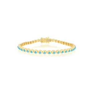 Turquoise & Diamond Pillow Bezel Set Eternity Bracelet