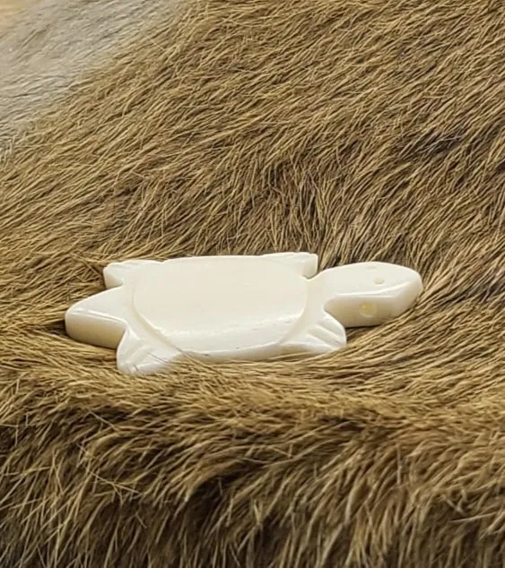 Turtle Pendant, white cow bone, Hand Carved for Necklaces, Bracelets, Earrings, Broaches, Chokers