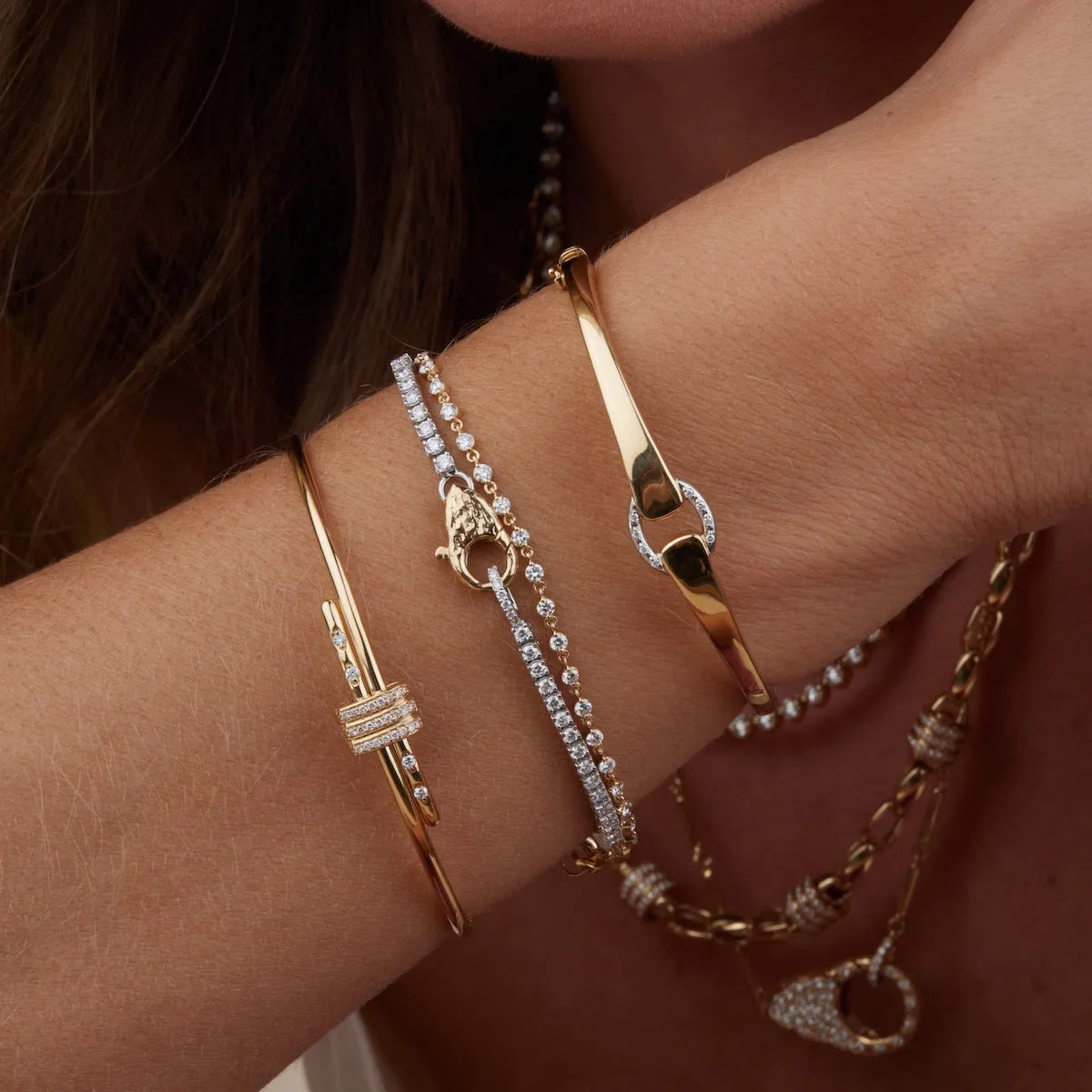 Two-Toned Diamond Buckle Bracelet