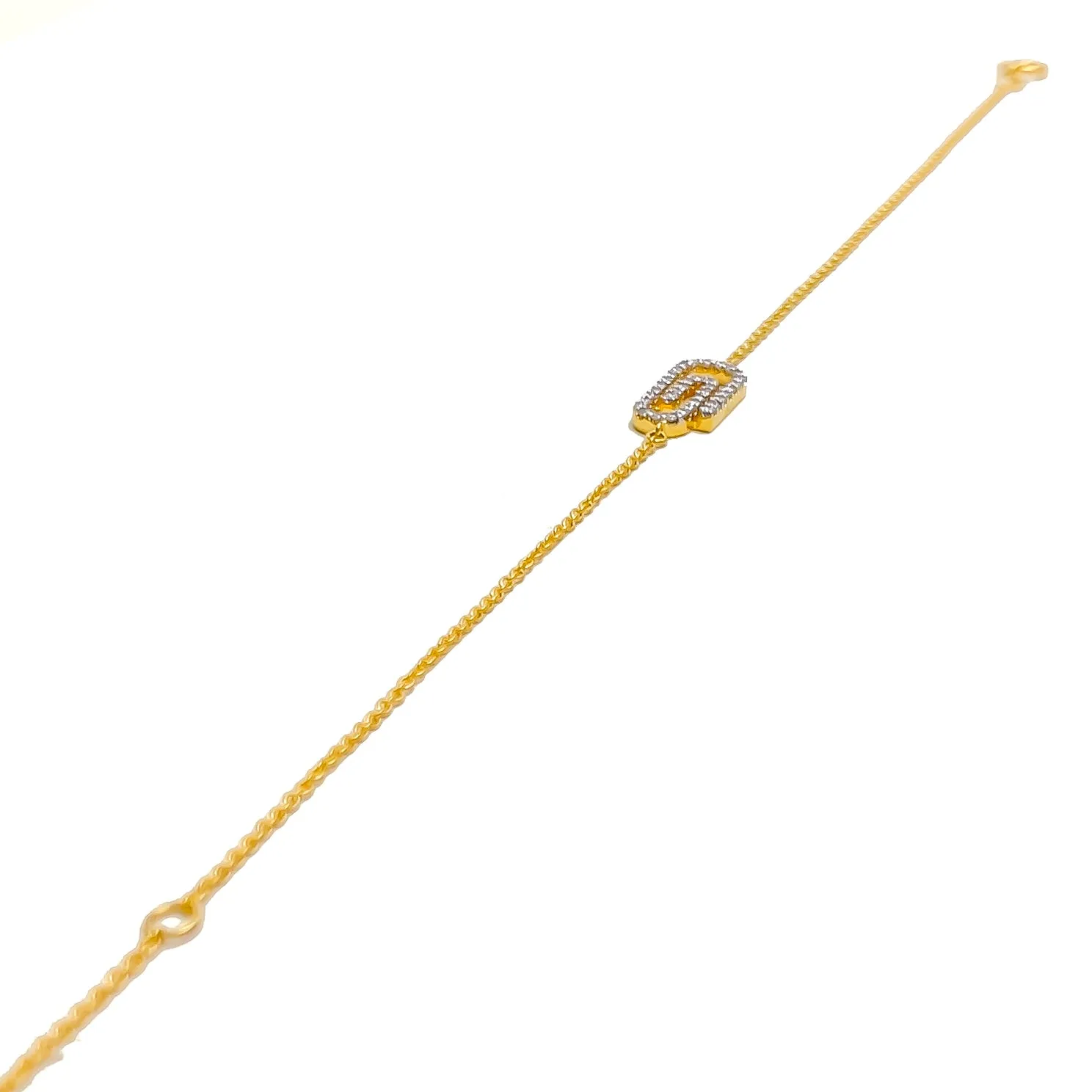 Unique Paper Clip Diamond   18k Gold Bracelet