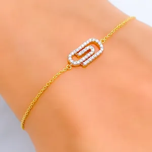 Unique Paper Clip Diamond   18k Gold Bracelet