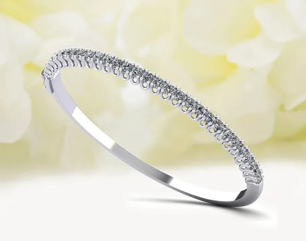 Unique Prong Diamond Bangle Bracelet with 1.74 ct.(finished) 2.5mm