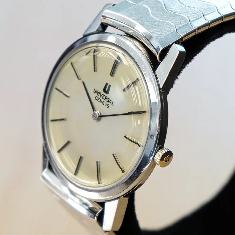 UNIVERSAL GENEVE Dress Watch Ultra-Thin 17 Jewels ALL S.S. Vintage Wristwatch 1-42