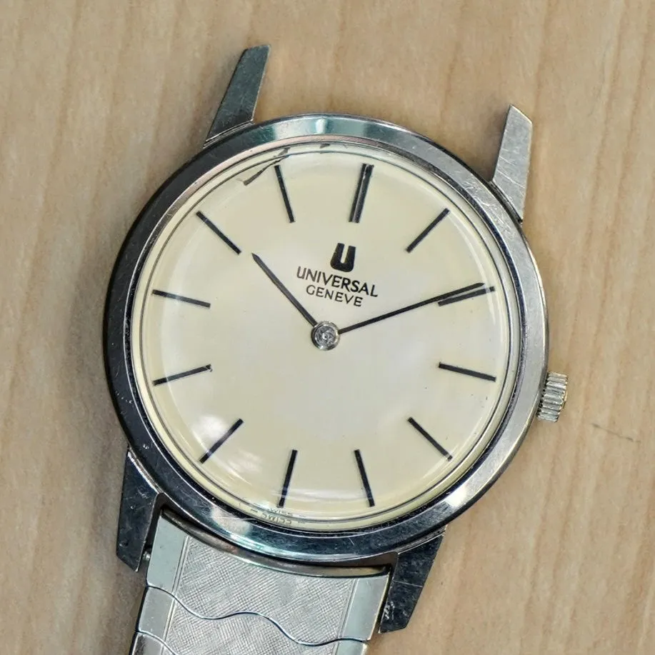 UNIVERSAL GENEVE Dress Watch Ultra-Thin 17 Jewels ALL S.S. Vintage Wristwatch 1-42