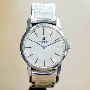 UNIVERSAL GENEVE Dress Watch Ultra-Thin 17 Jewels ALL S.S. Vintage Wristwatch 1-42