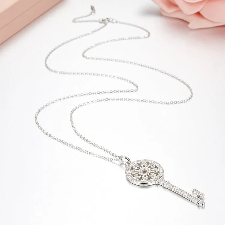 Unlock Happiness Petals Key Pendant Necklace