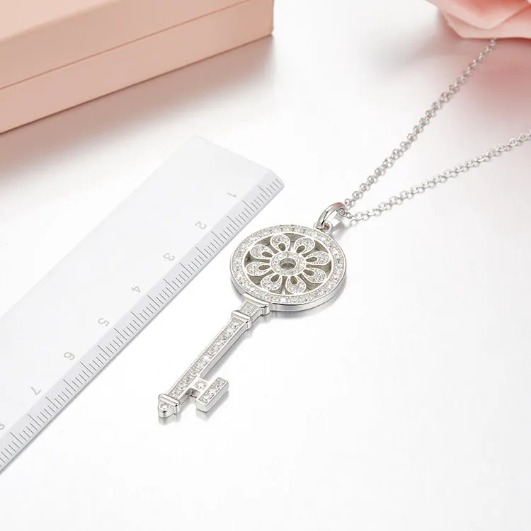 Unlock Happiness Petals Key Pendant Necklace