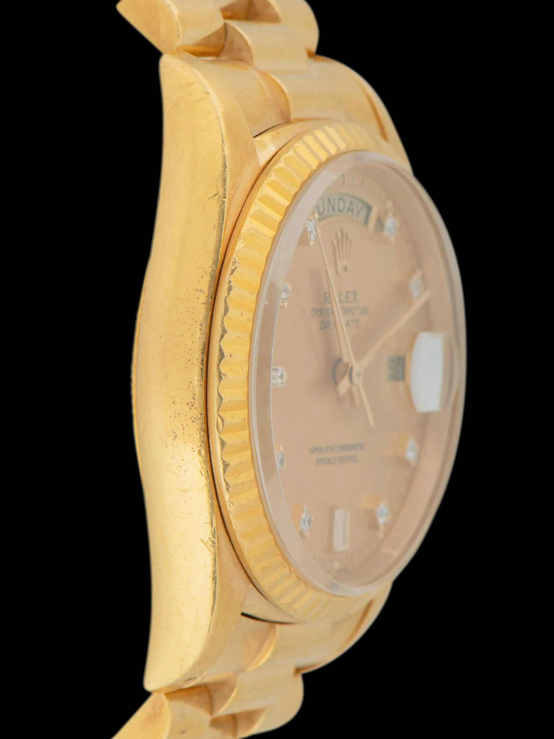 *Unpolished* 1988 Rolex Day-Date 18K YG (Ref. 18238) Champagne Diamond Dial W/ Box & Papers