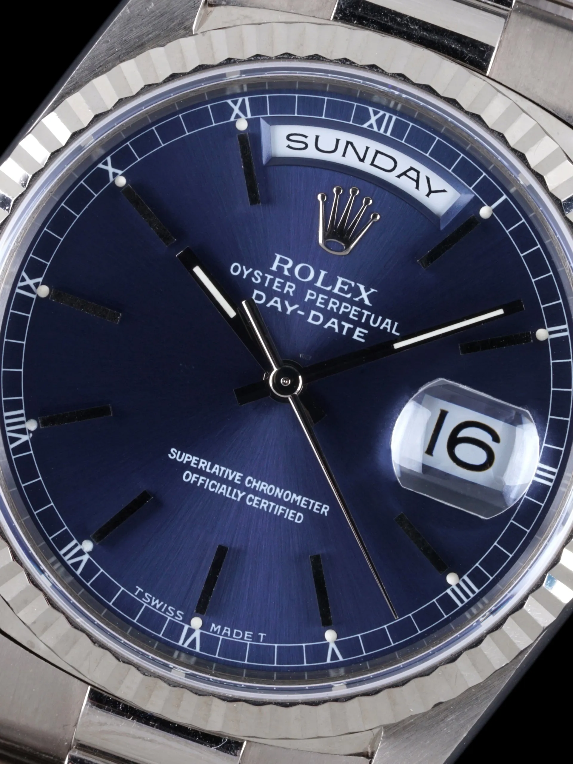 *Unpolished* 1996 Rolex Day-Date (Ref. 18239) 18k WG Blue Dial