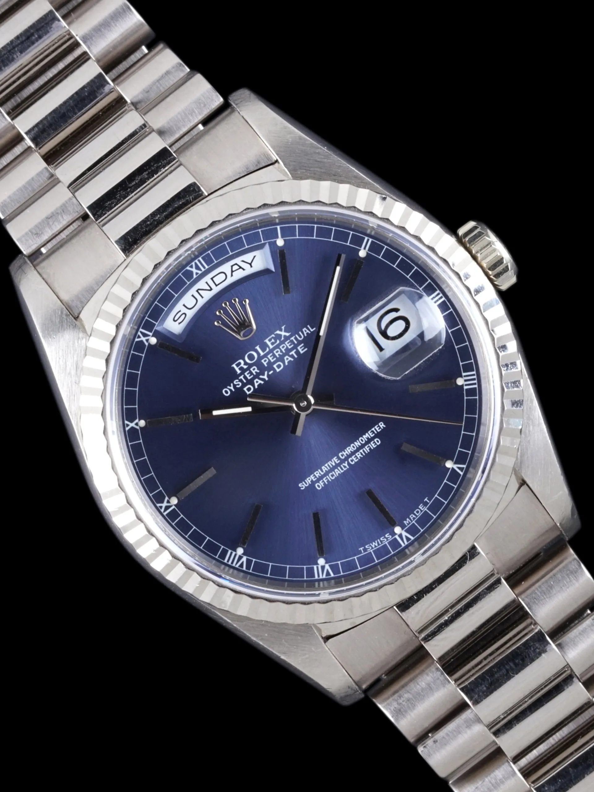 *Unpolished* 1996 Rolex Day-Date (Ref. 18239) 18k WG Blue Dial