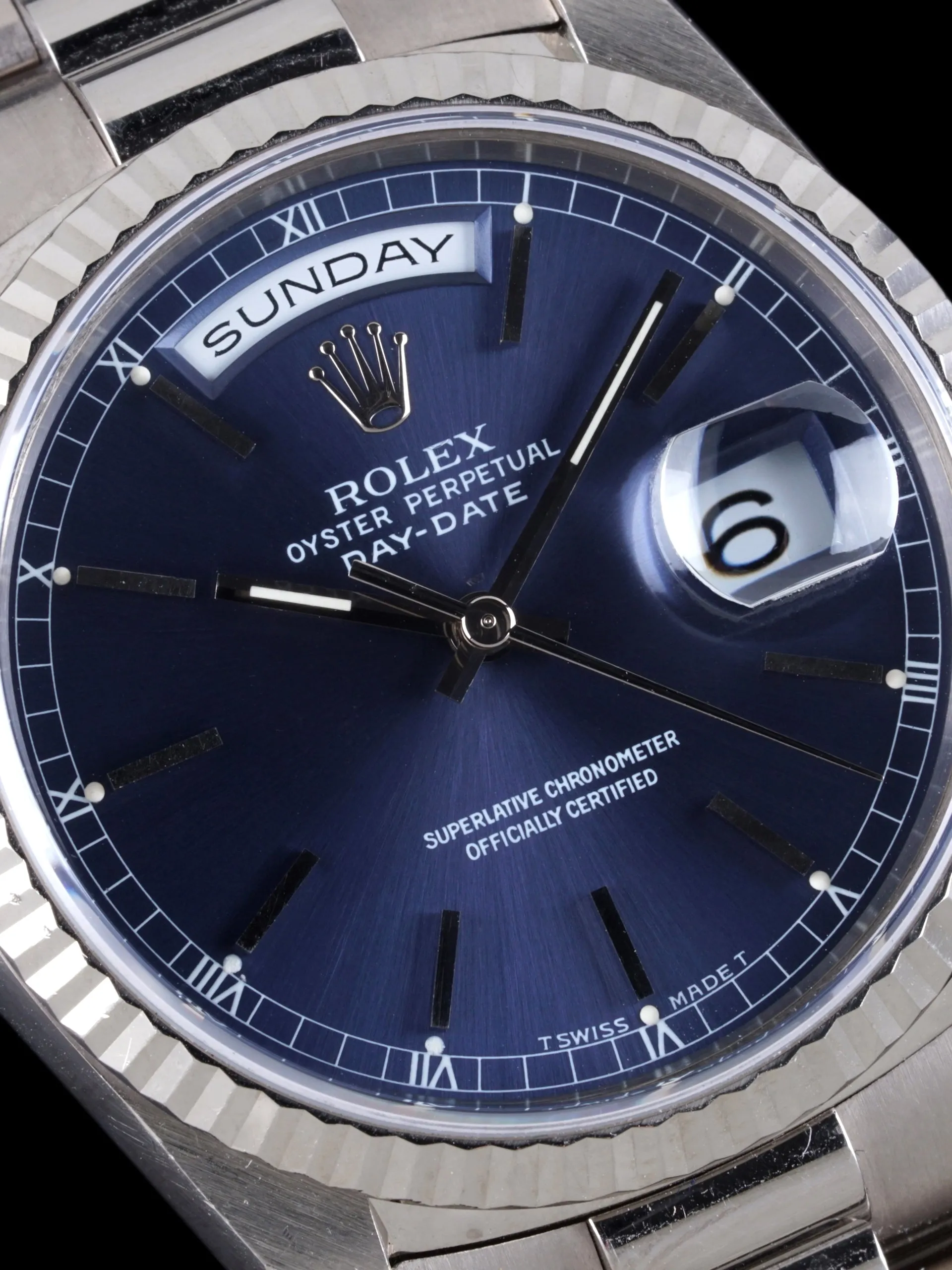 *Unpolished* 1996 Rolex Day-Date (Ref. 18239) 18k WG Blue Dial