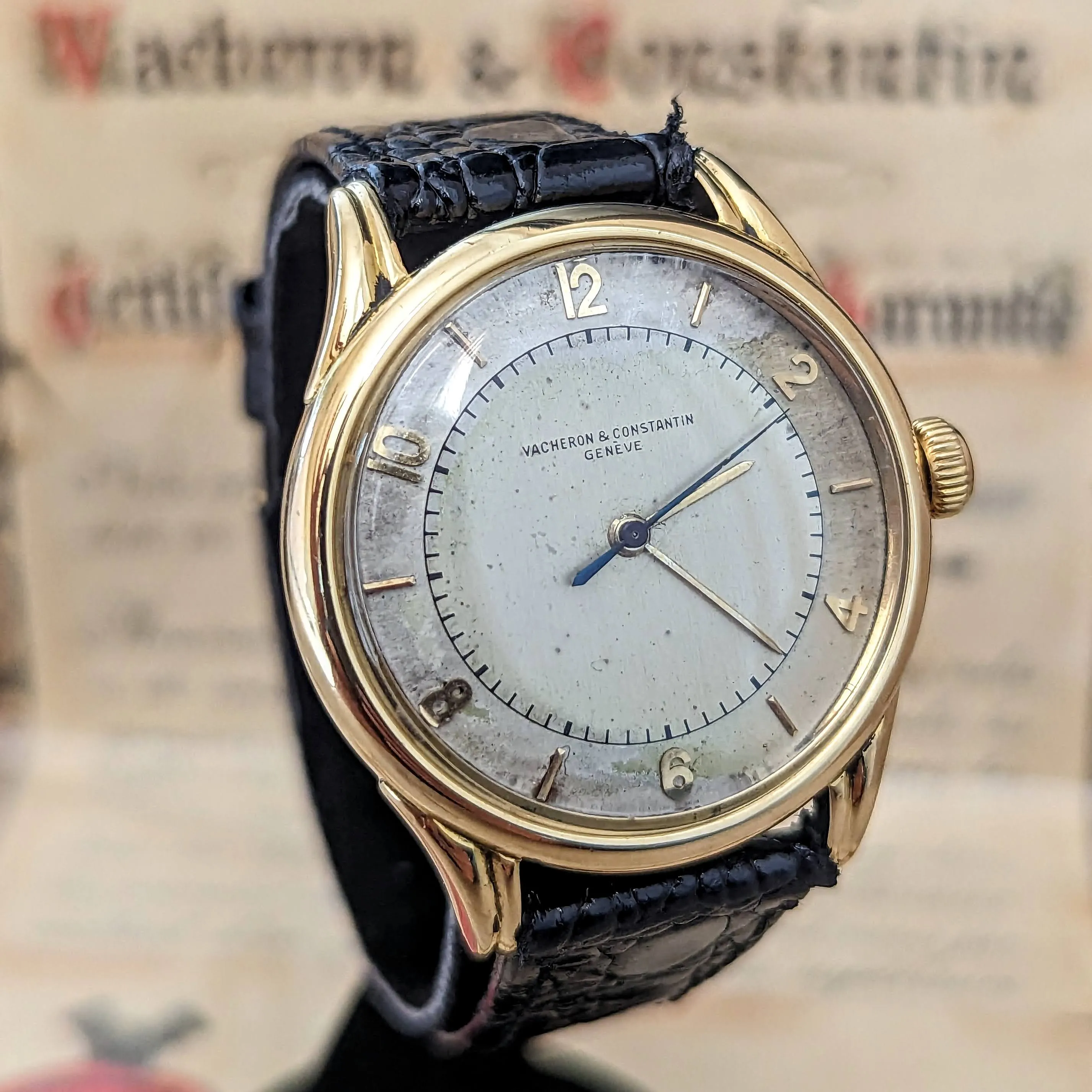 VACHERON & CONSTANTIN Geneve 18K Wristwatch Ref. 4466 Cal. 477/1 Bumper Automatic Watch - Box & Papers