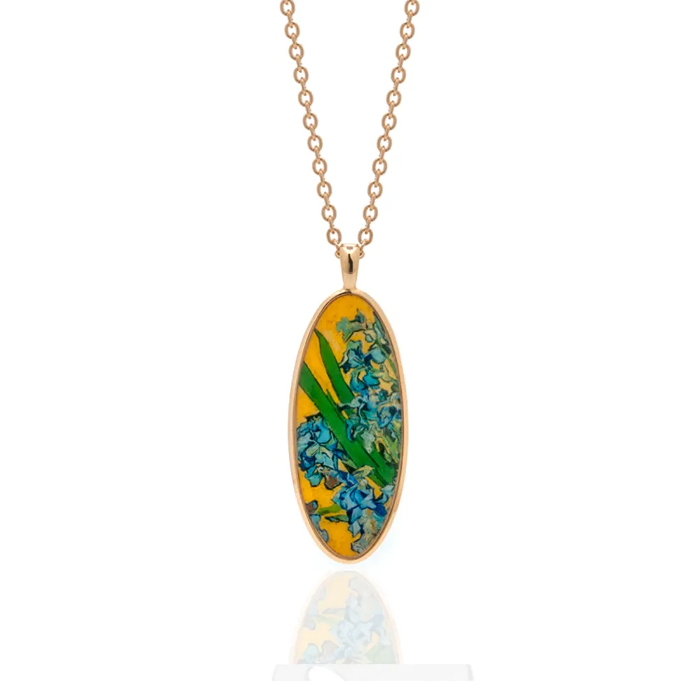 Van Gogh Goldtone Irises Oval Pendant