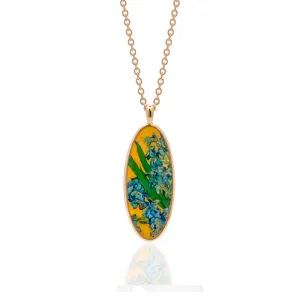 Van Gogh Goldtone Irises Oval Pendant