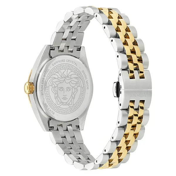 Versace V-Code Two-tone Stainless Steel Tiffany Blue Dial Quartz Watch for Ladies - VE8I00524