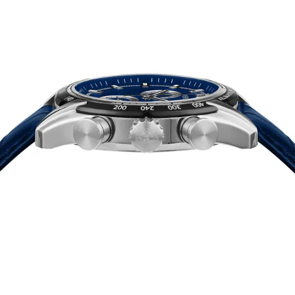 Versace V-Ray Navy Blue Leather Strap Navy Blue Dial Chronograph Quartz Watch for Gents - VE2I00721