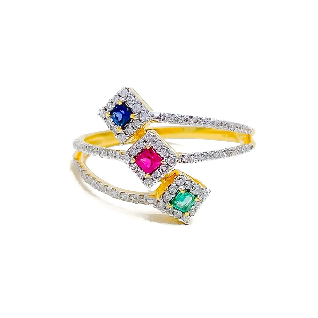 Vibrant Embellished 18K Gold   Diamond Ring