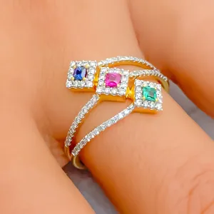 Vibrant Embellished 18K Gold   Diamond Ring