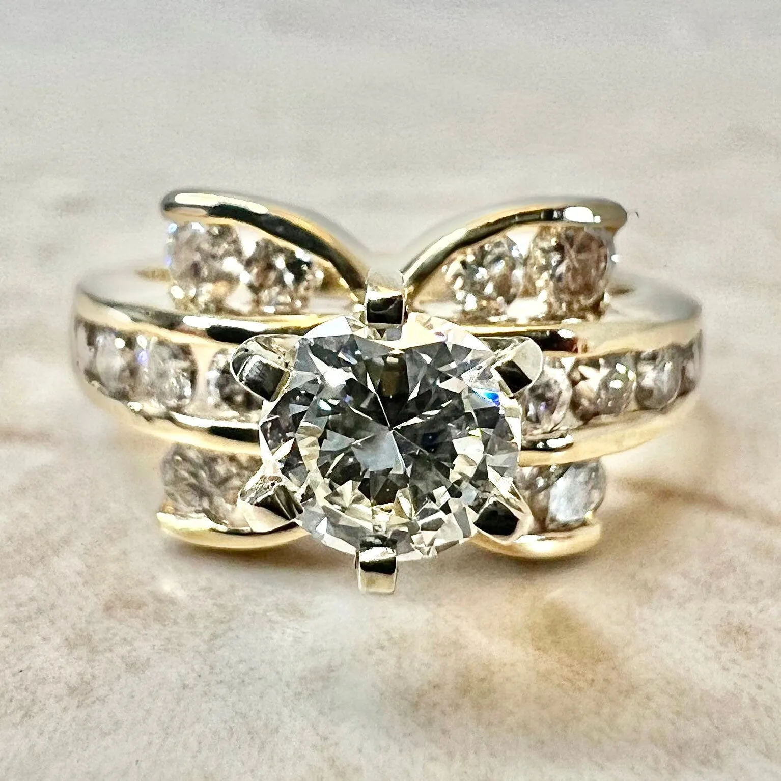 Vintage 14 Karat Yellow Gold 0.52 Carat Diamond Engagement Ring