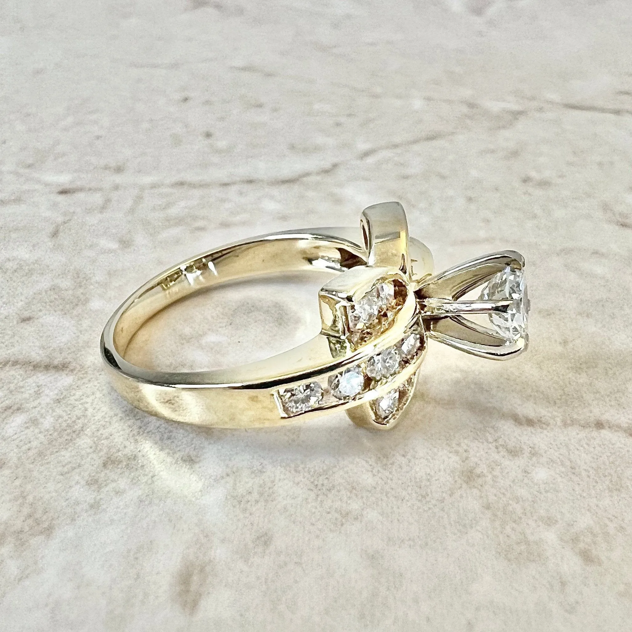 Vintage 14 Karat Yellow Gold 0.52 Carat Diamond Engagement Ring