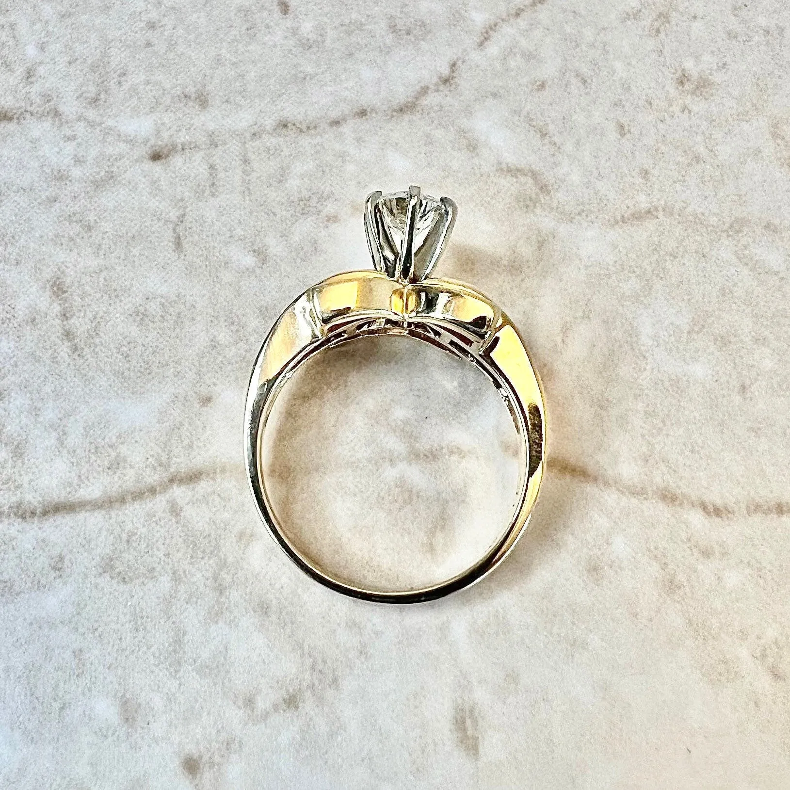 Vintage 14 Karat Yellow Gold 0.52 Carat Diamond Engagement Ring