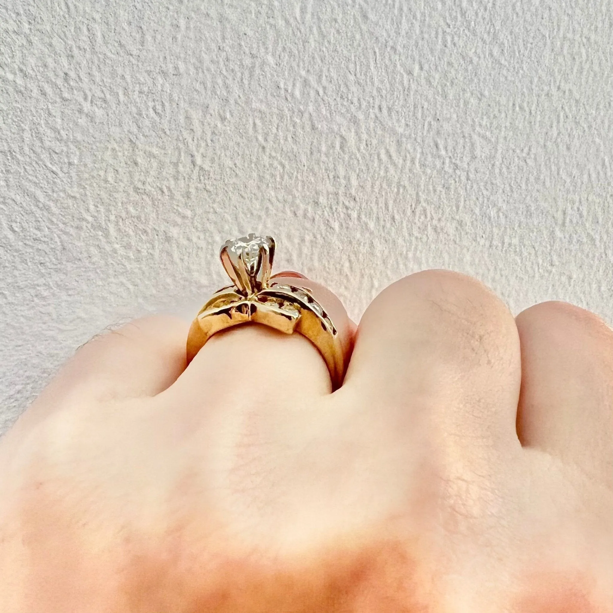 Vintage 14 Karat Yellow Gold 0.52 Carat Diamond Engagement Ring
