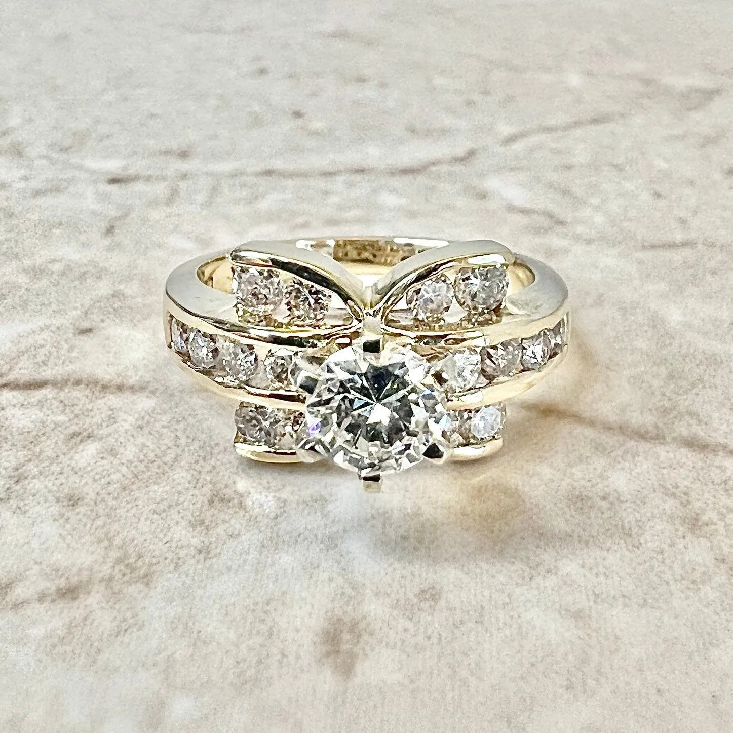 Vintage 14 Karat Yellow Gold 0.52 Carat Diamond Engagement Ring