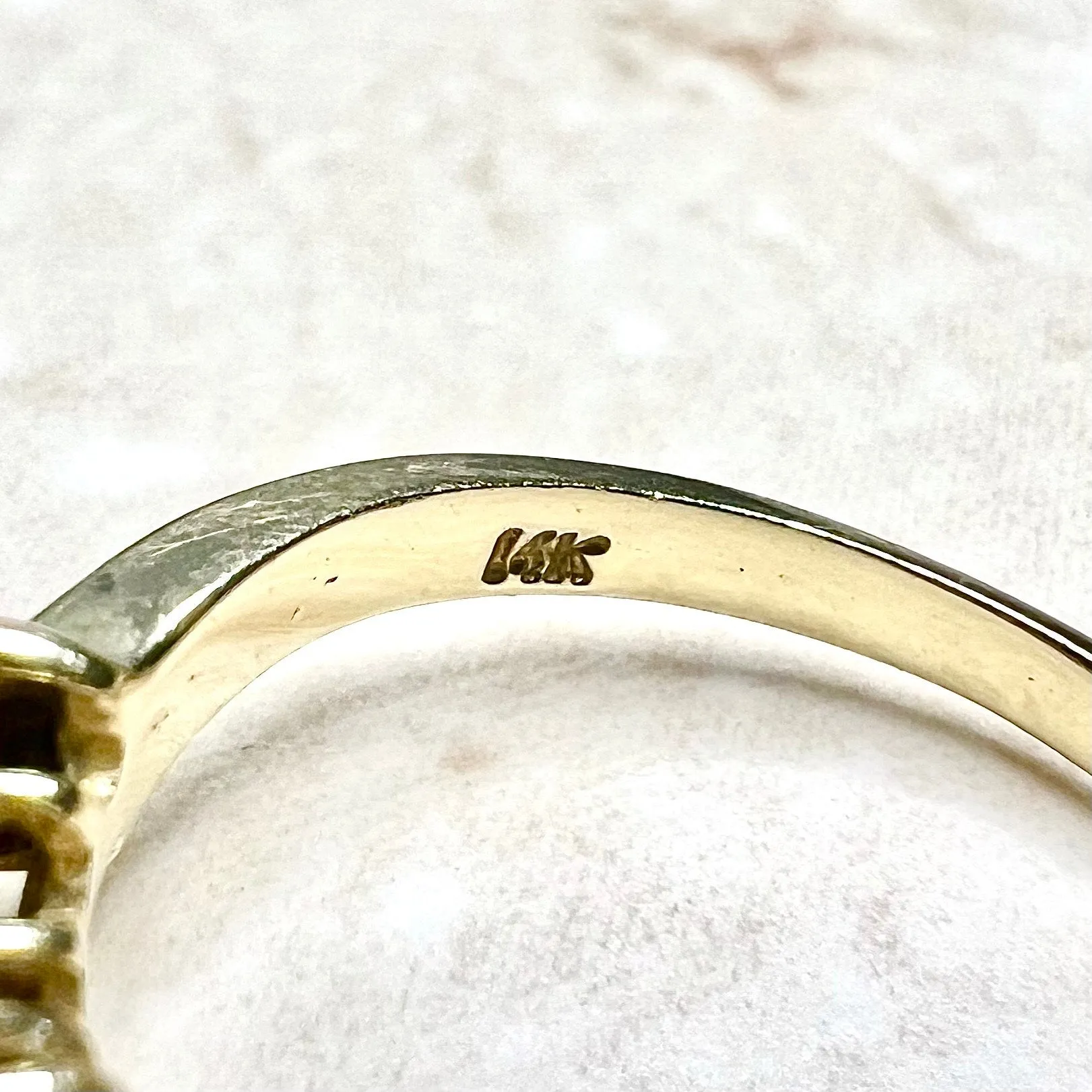 Vintage 14 Karat Yellow Gold Diamond & Natural Emerald Band Ring