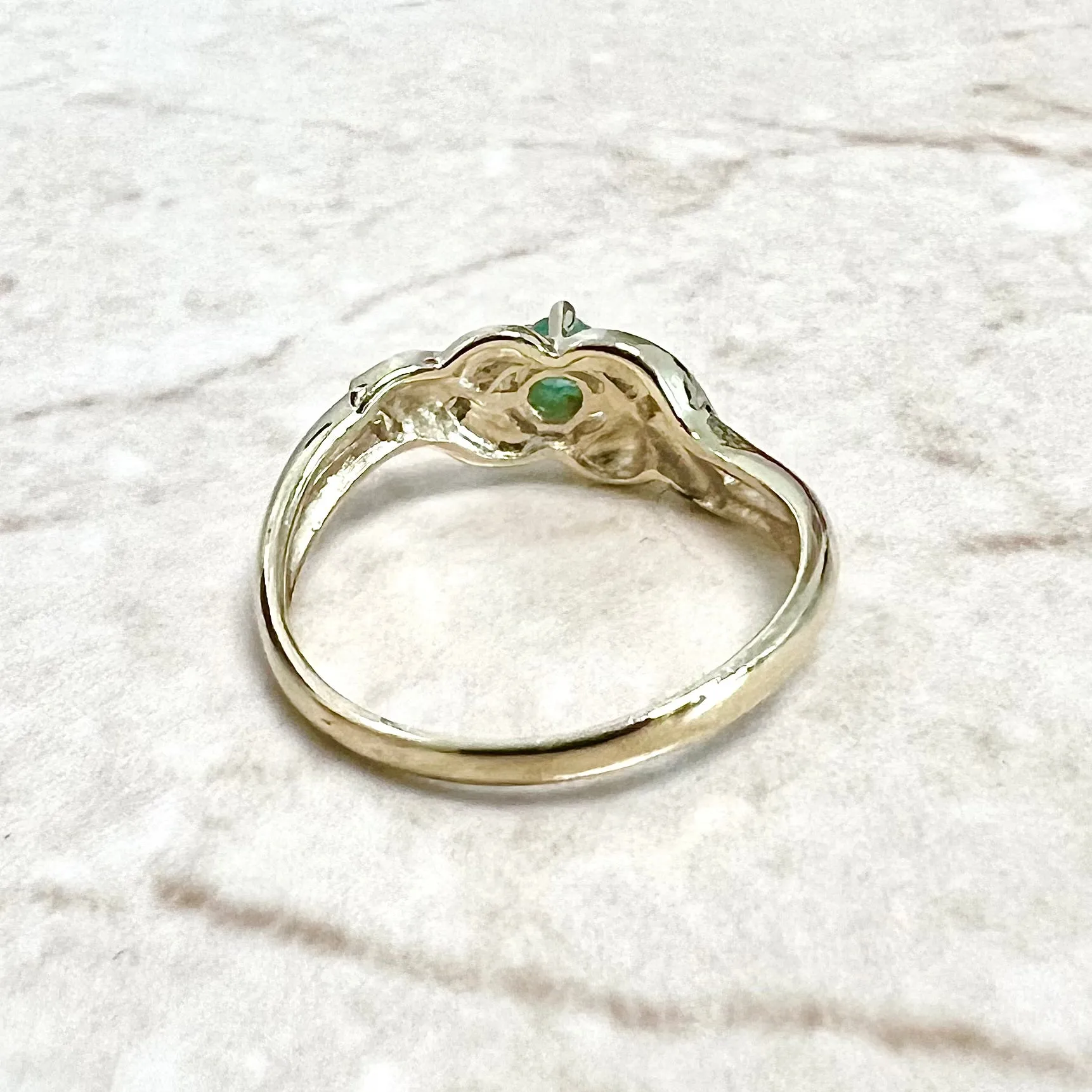 Vintage 14 Karat Yellow Gold Emerald & Diamond Solitaire Ring
