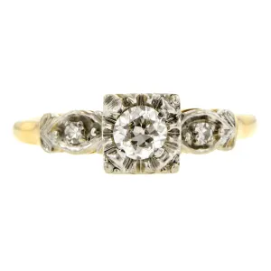 Vintage Diamond Engagement Ring, TRB 0.25ct