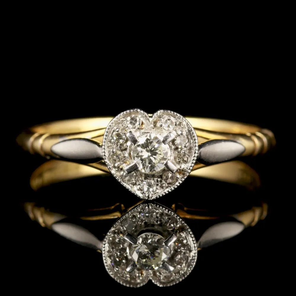 Vintage Diamond Heart Engagement Ring Dated 1964