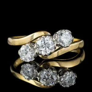 Vintage Diamond Trilogy Twist Engagement Ring 18Ct Gold 1.60Ct Diamonds